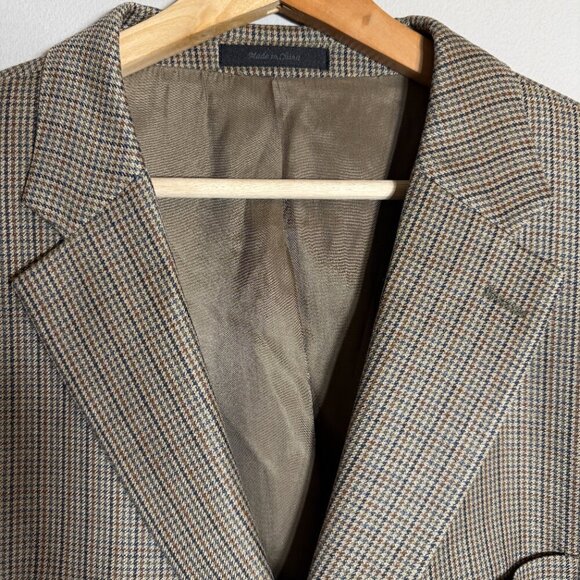 Lauren Ralph Lauren Silk Wool Plaid Sport Coat Dinner Jacket Blazer Mens 48R Tan - Picture 6 of 14